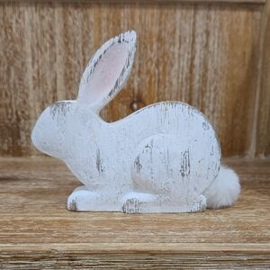 White Wooden Bunny Figurine